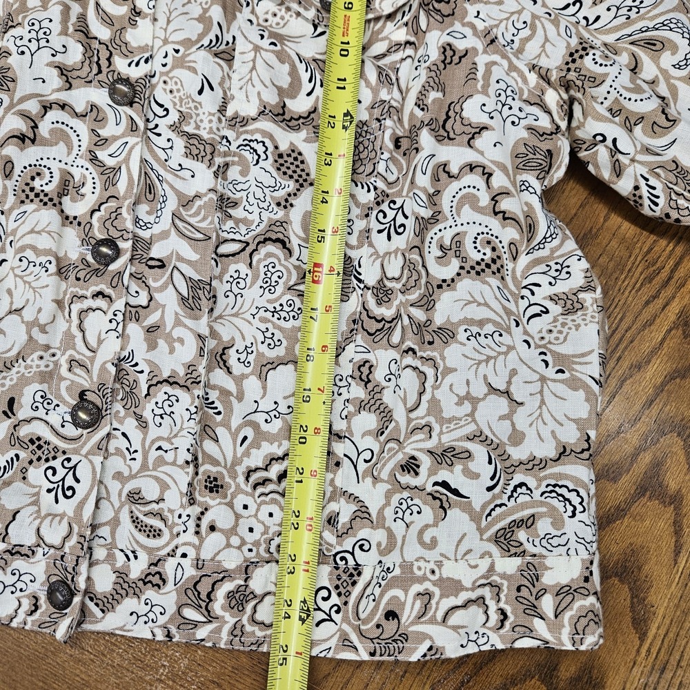 Anthropologie Lucy & Laurel Linen Jacket Womens 2X Paisley Boho Trucker Style - Picture 11 of 14